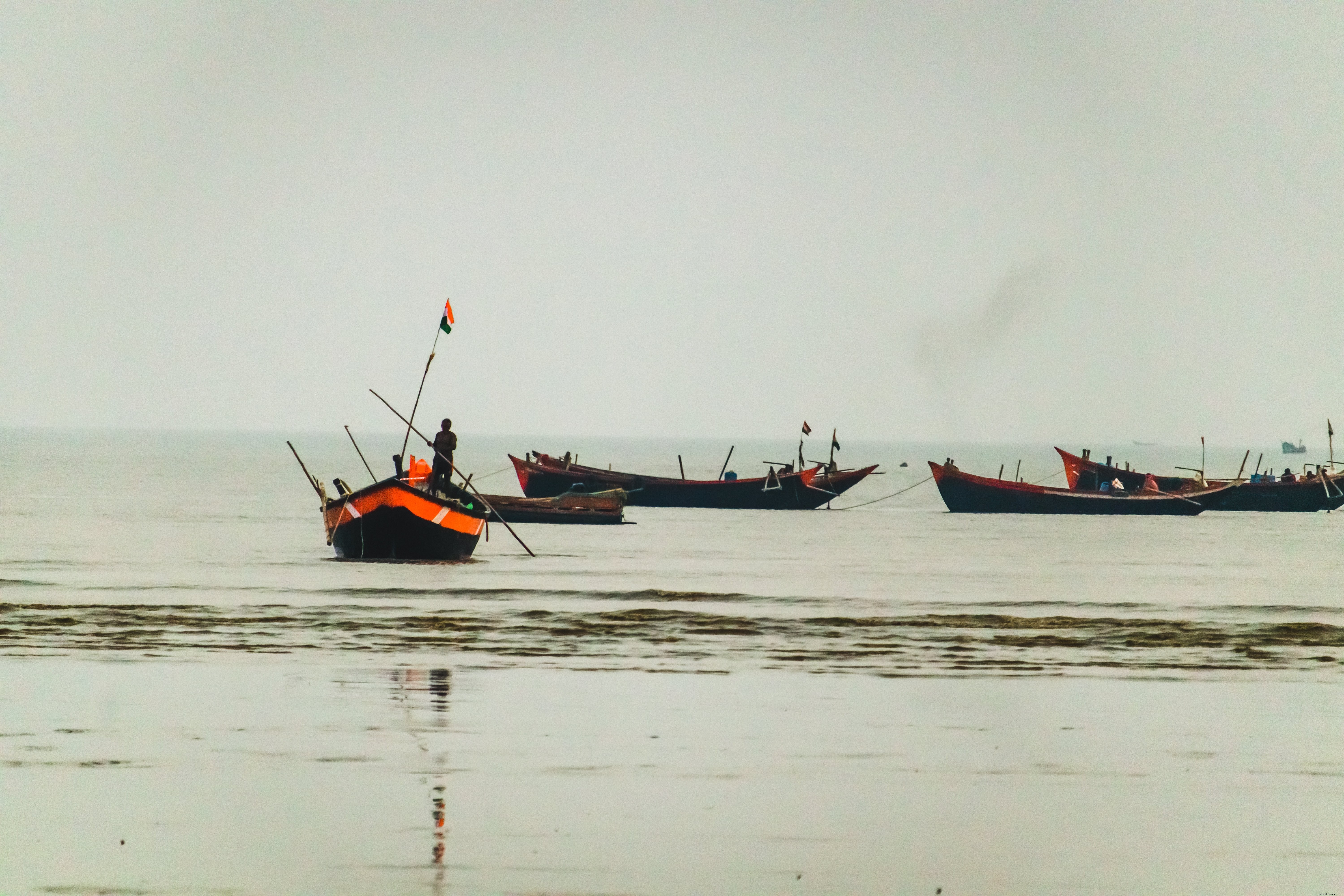 Stunning Photo of Fishing Boats Clustered on the Serene Water