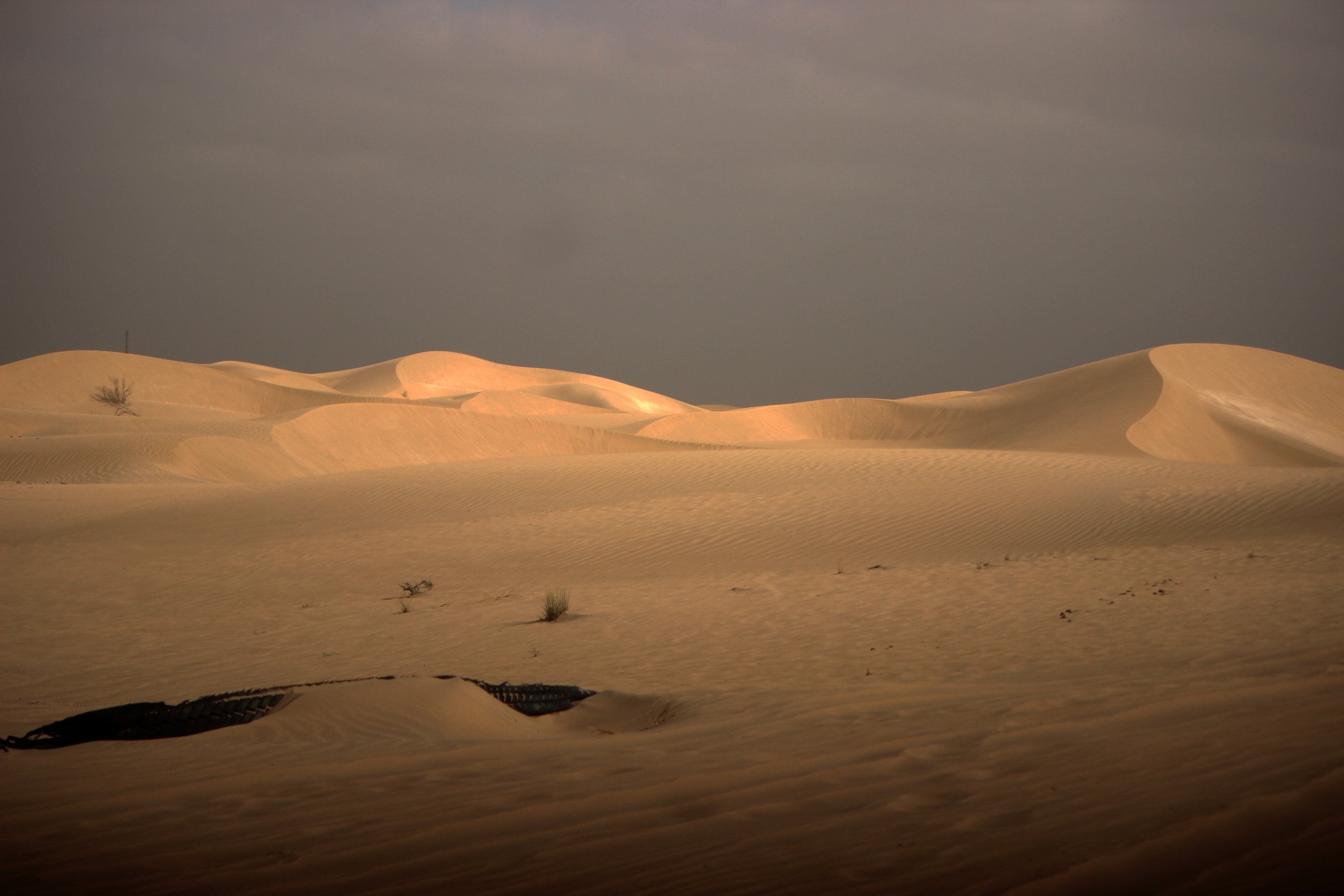 Majestic Desert Sand Dunes Under a Dramatic Stormy Sky – Stunning Landscape Photo