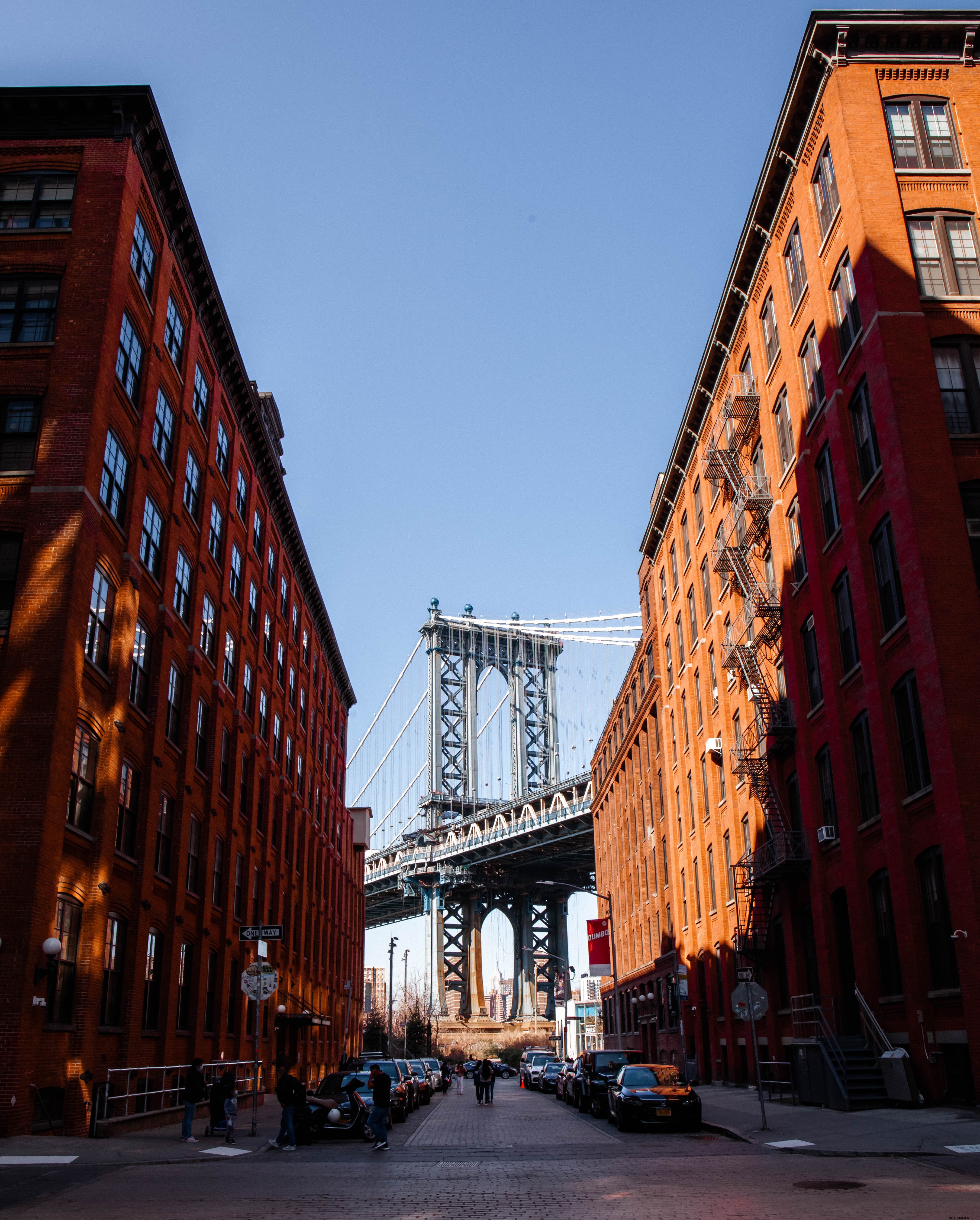 Stunning City Street View Beneath Manhattan Bridge Overpass