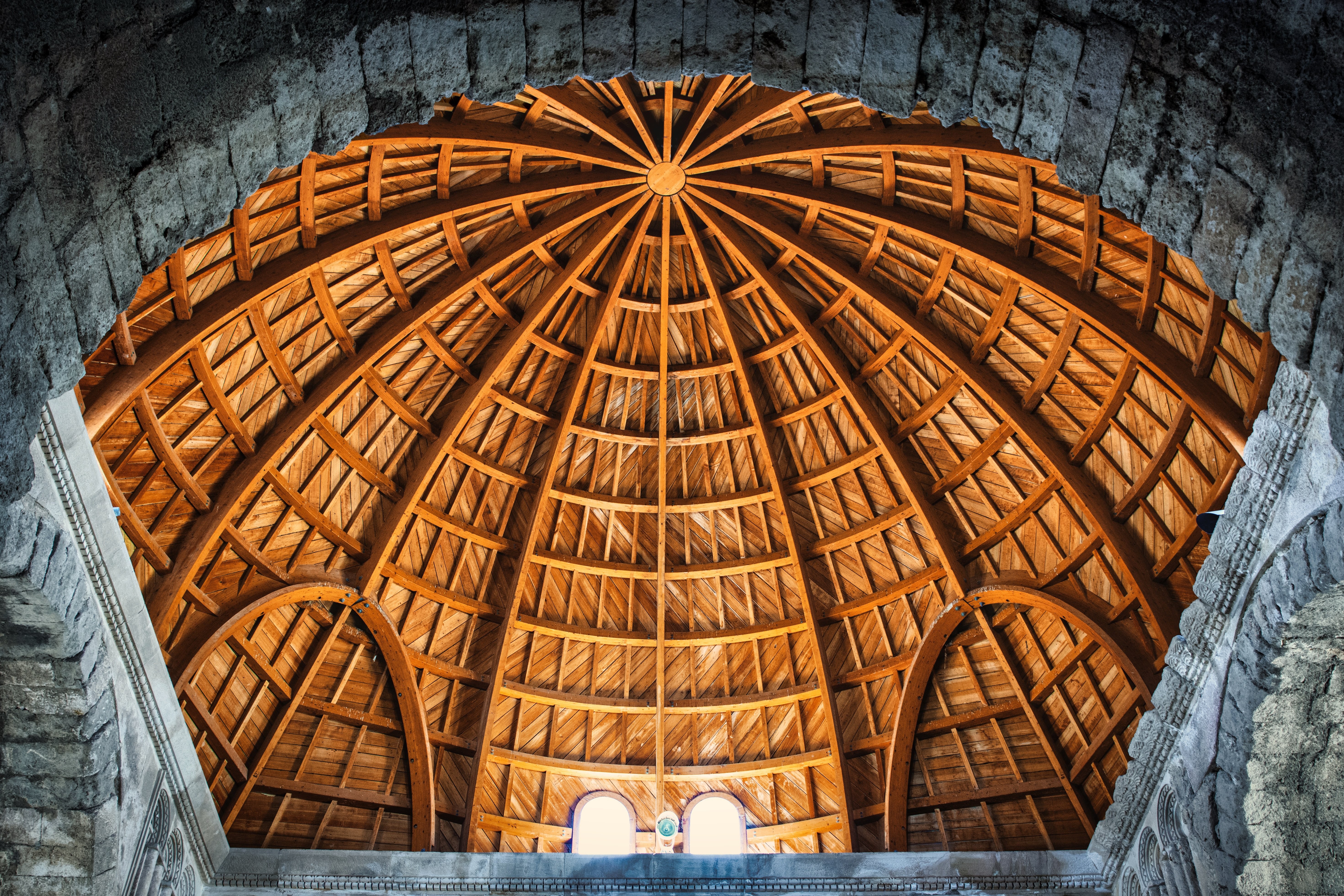 Explore the Stunning Interior of a Circular Wooden Rooftop