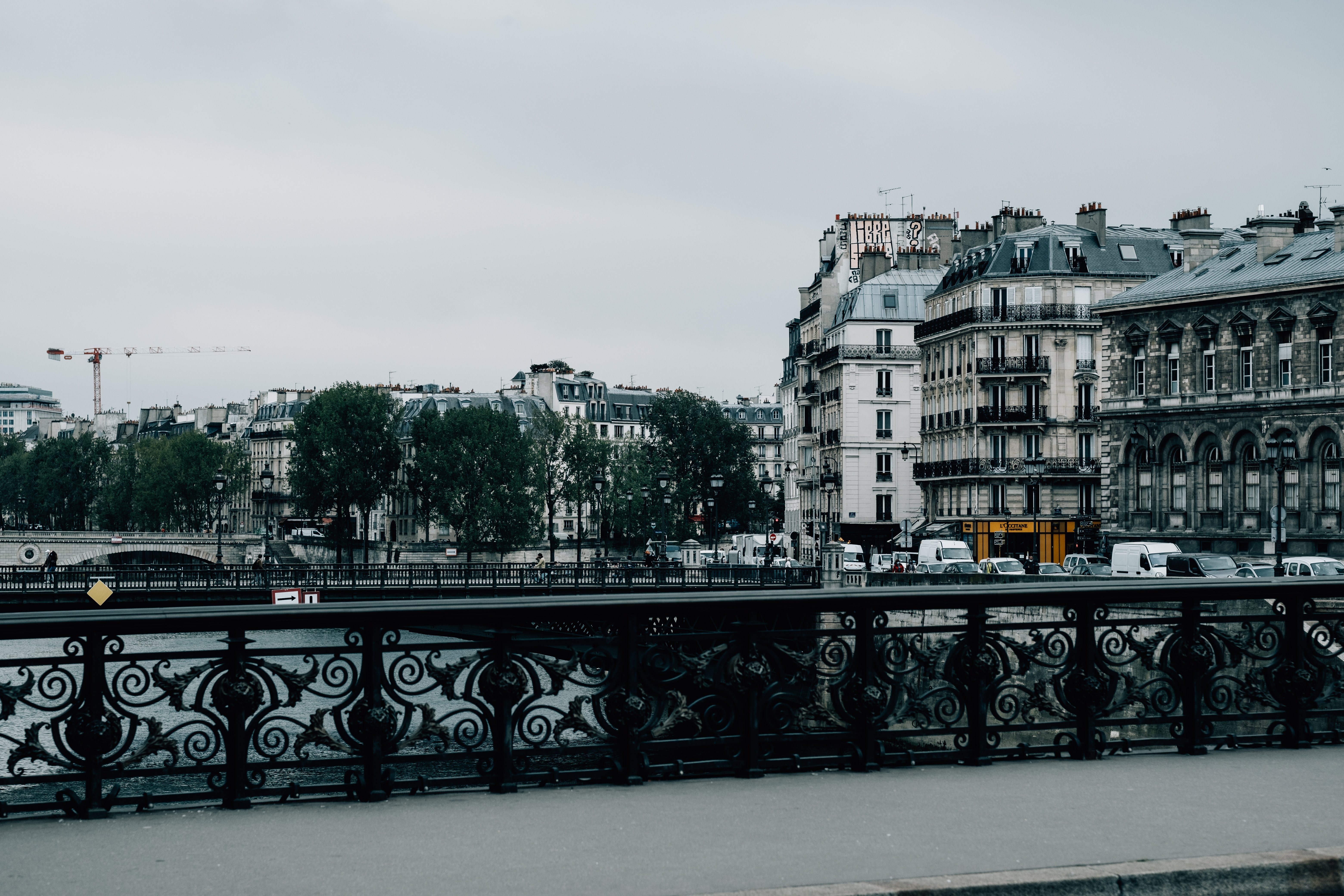 Stunning Bridge Railing Over Cityscape – Aerial View