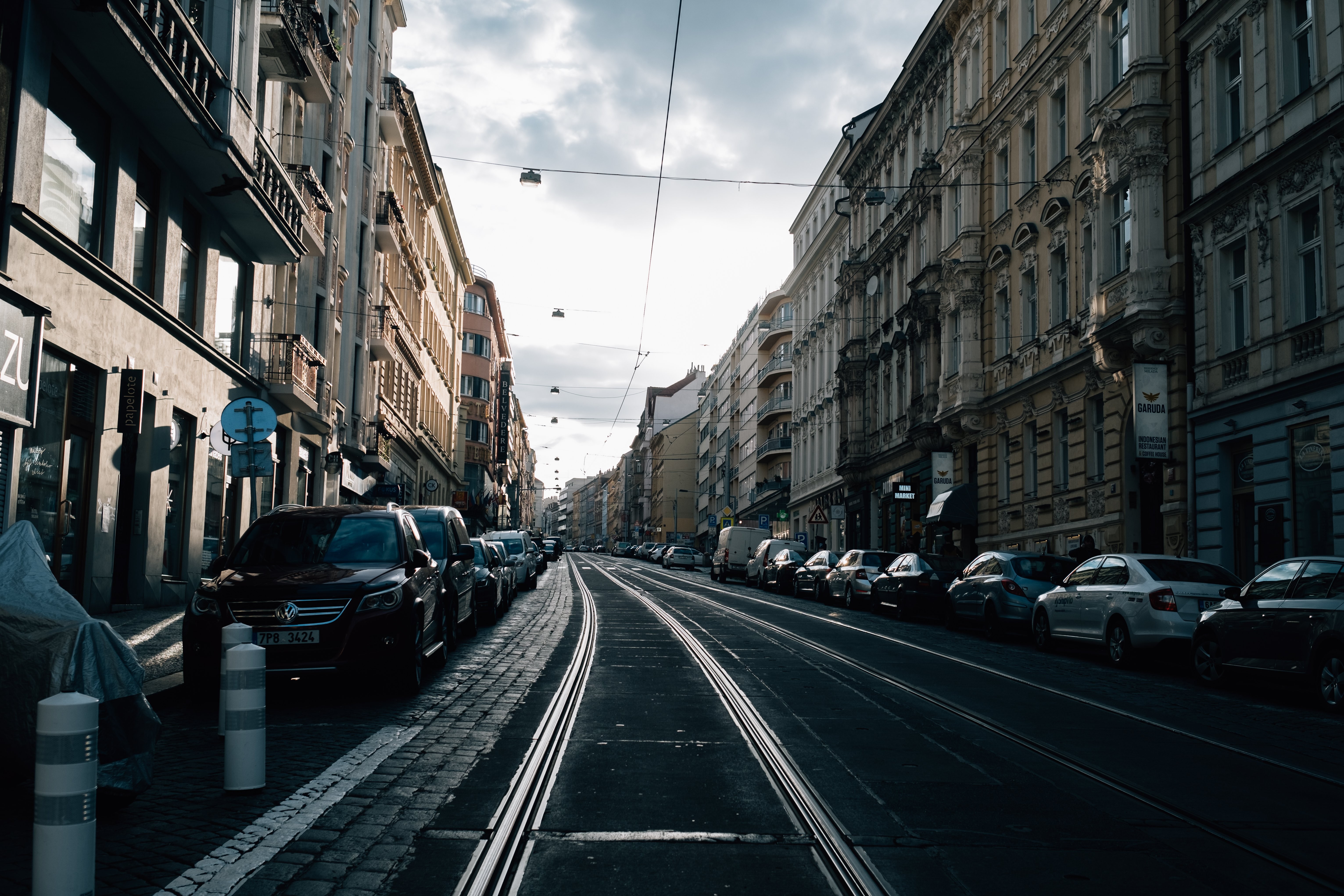 Line of Parked Cars in a Quiet City Street – Captured by Photographer