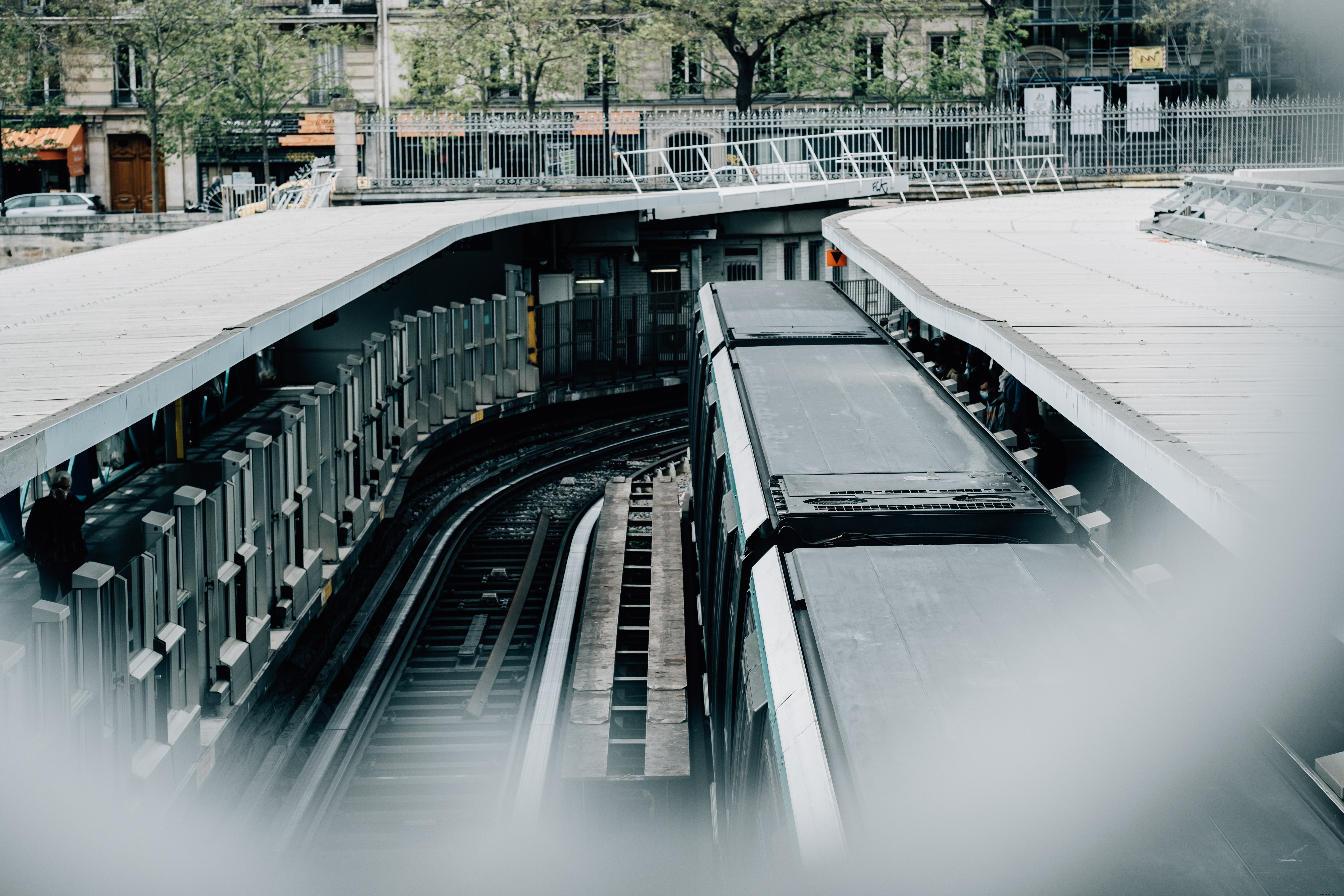 Aerial View of Urban Transit Train Tracks