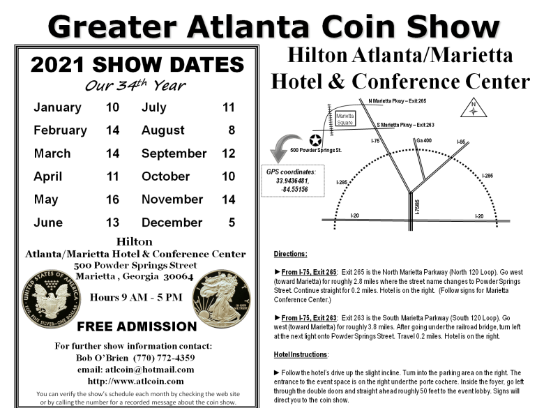 Greater Atlanta Coin Show – Your Premier Destination for Coins, Currency, and Bullion